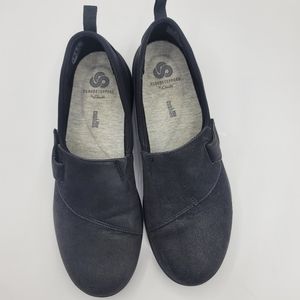 Cloudsteppers by Clarks, Black Sillian, Slip On Hook Loop Adjustable, si…